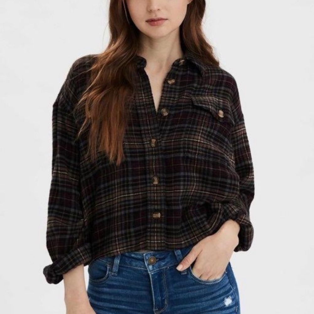 Cropped American Eagle Flannel